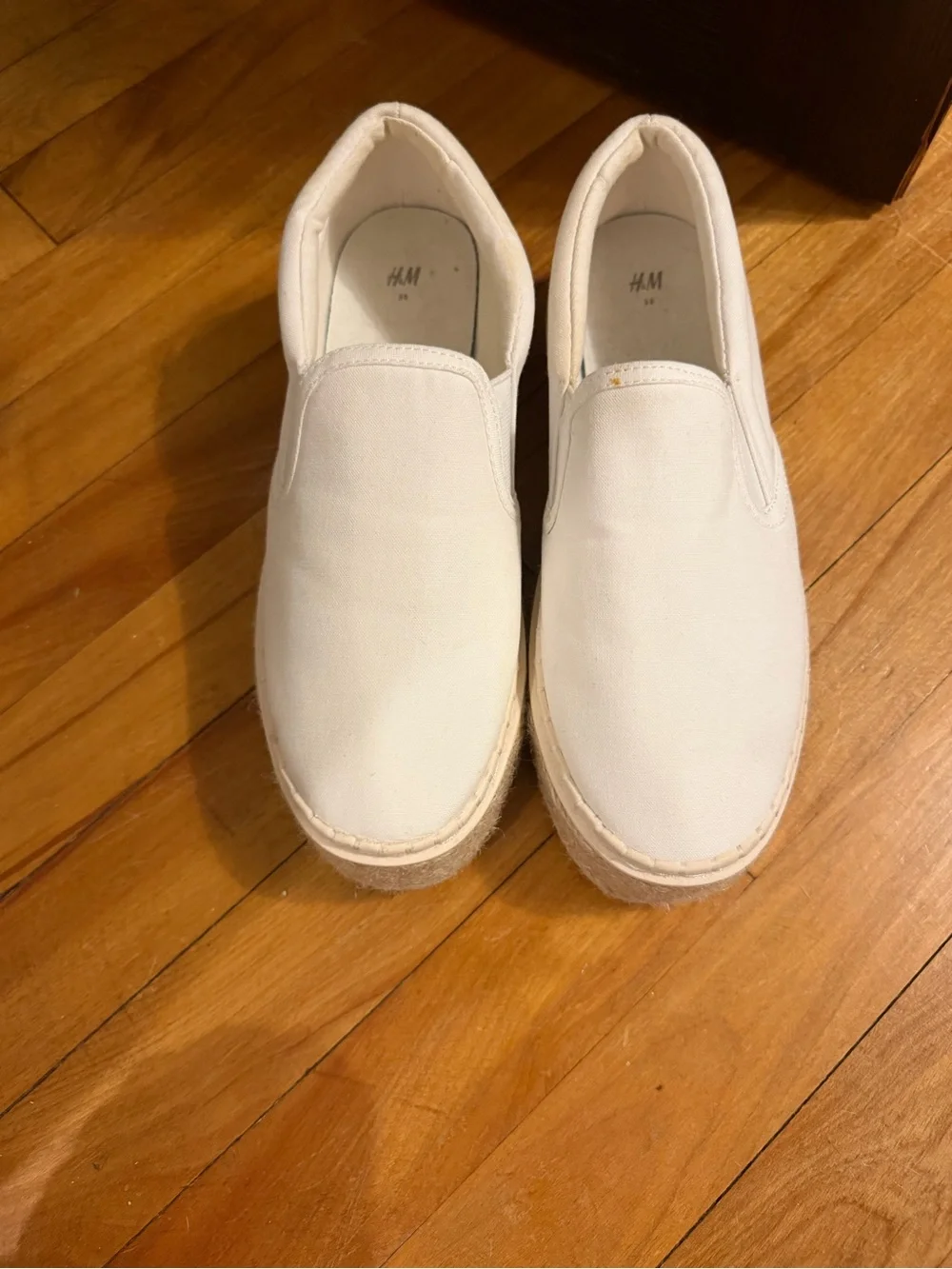 H&M Slip-On Canvas Platform Espadrille Sneakers - White